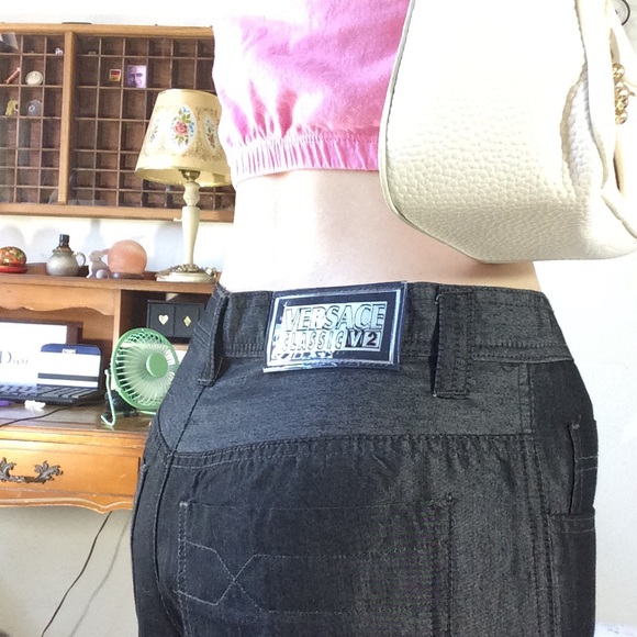 VERSACE JEANS COUTURE Sleek Sheen High Waist Pants - Picture 4 of 13